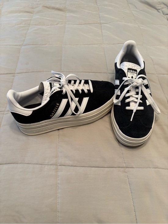 adidas Shoes - adidas Gazelle Platform Black White Suede Athletic Shoes